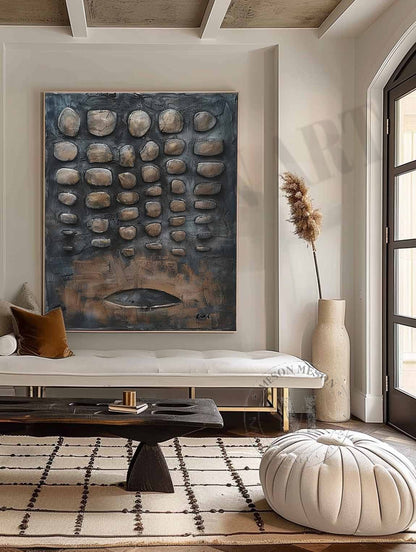 Large 3D Black Abstract Canvas Art for Sale Wabi Sabi Abstract Art Black Canvas Wall Painting