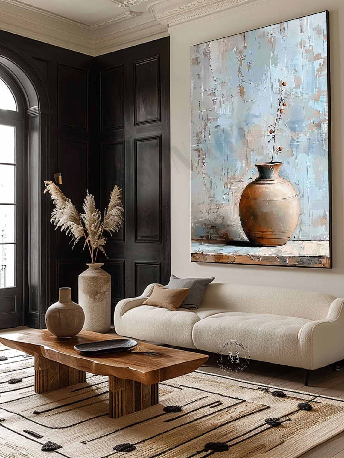 Grey Vase Canvas Wall Art Vase Still Life Art for Sale Ceramic Vase Decorative Painting