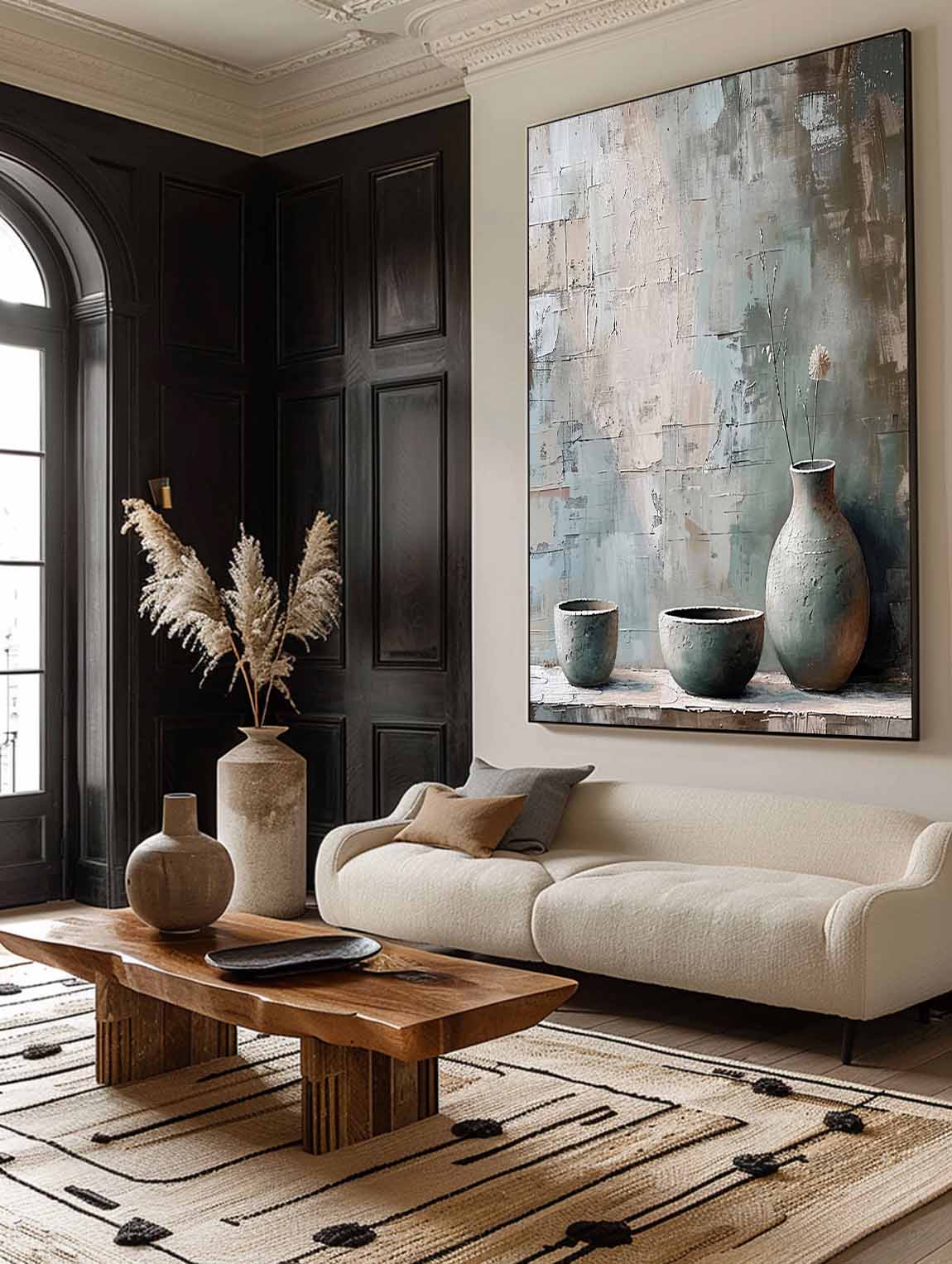 Large Clay Jar Vase Art for Sale Clay Jar Canvas Wall Art Grey Clay Jar Still Life Vase Painting