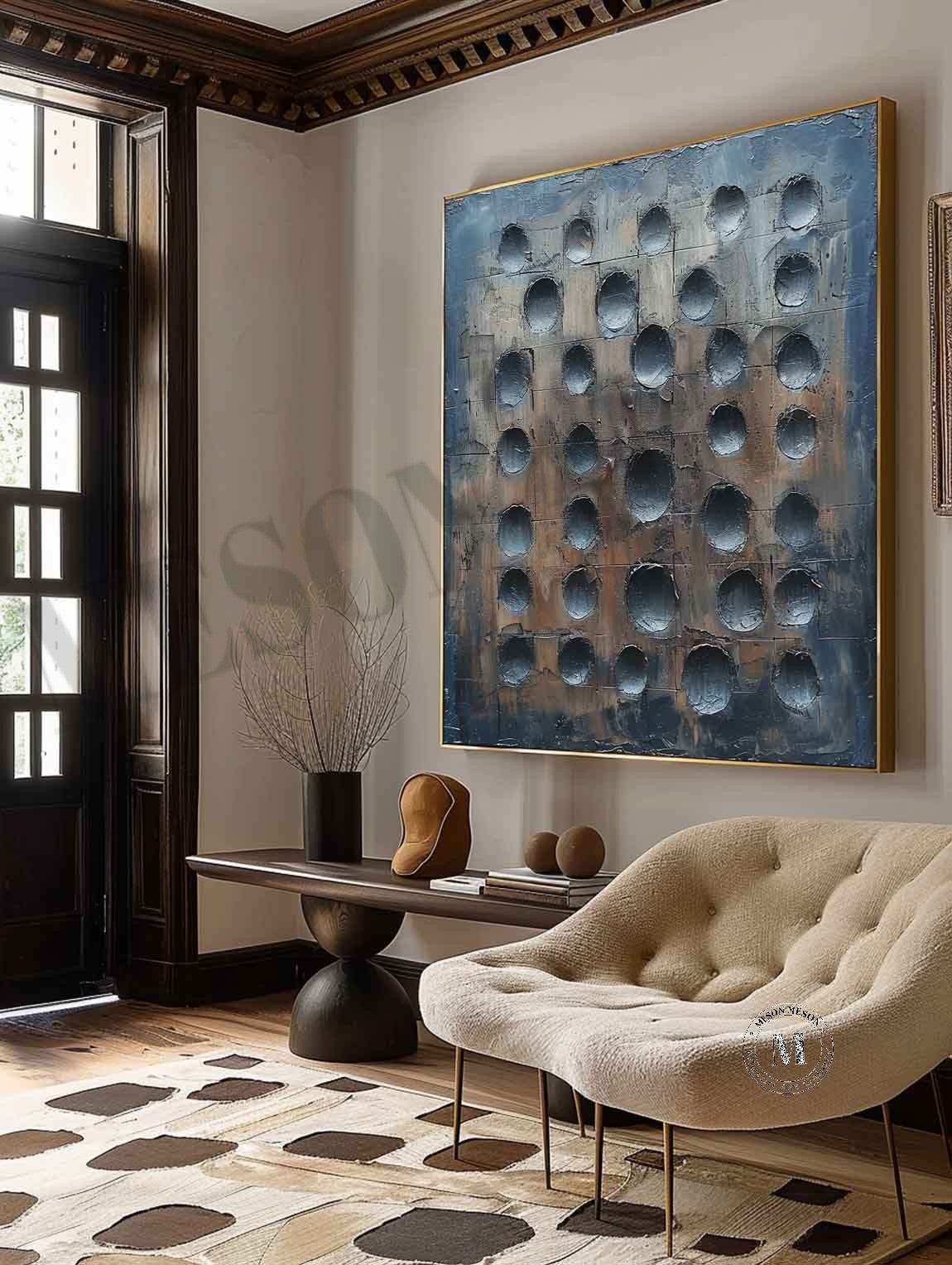 Large 3D Black Abstract Canvas Art Wabi Sabi Abstract Art for Sale Black Canvas Wall Painting