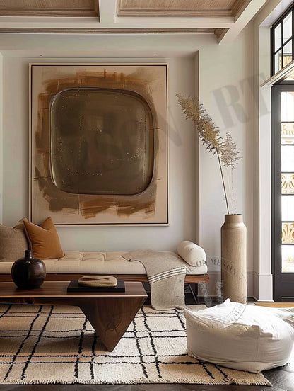 3D Wabi Sabi Wall Art Decor Brown Minimalist Abstract Art Canvas For Sale Brown Texture Painting