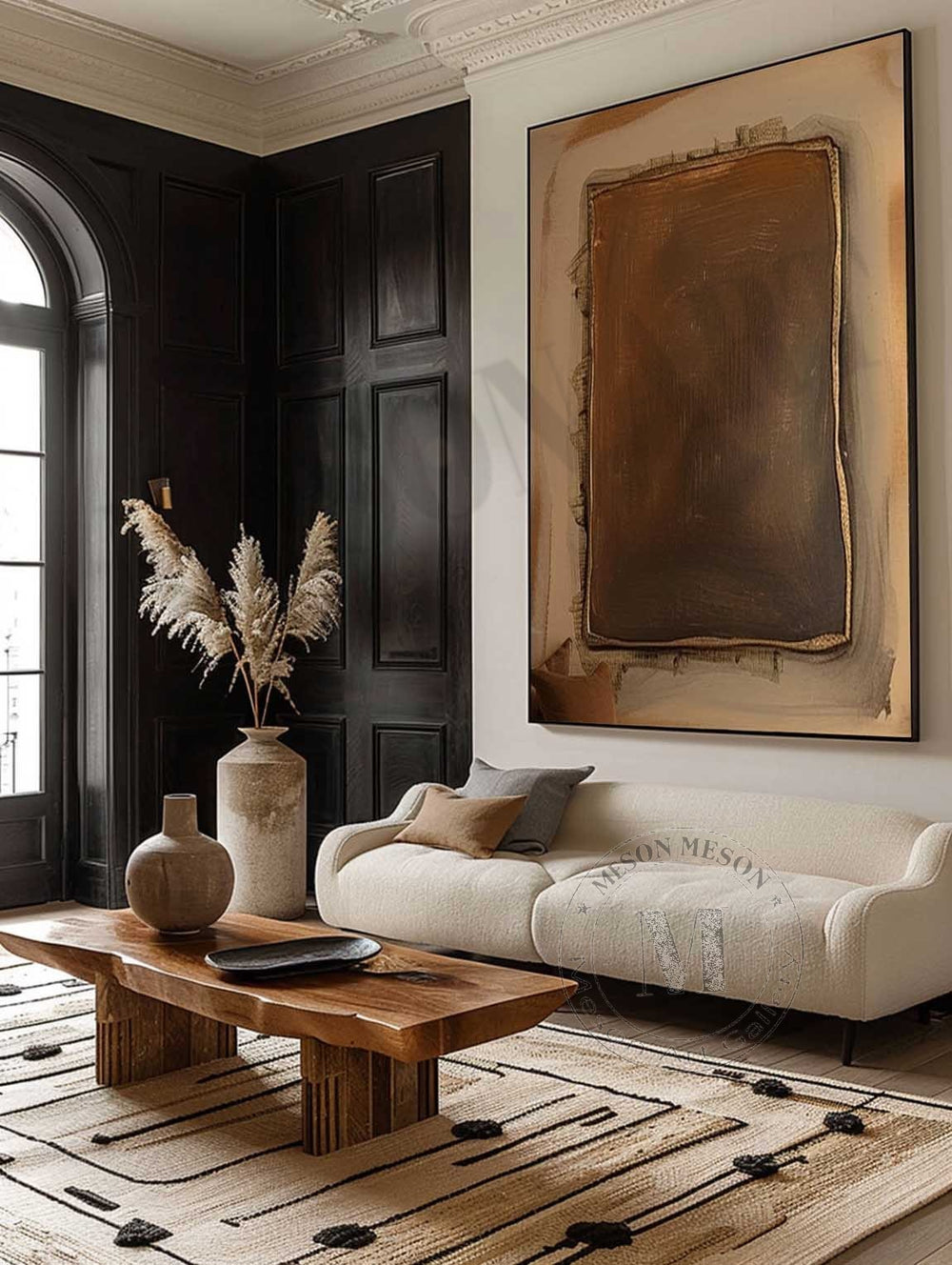 3D Wabi Sabi Wall Decor Brown and Gold Minimalist Abstract Art Canvas ...