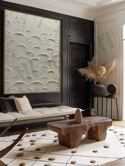 3D Beige Minimalist Canvas Art for Sale Beige Plaster Minimalist Abstract Texture Wall Painting