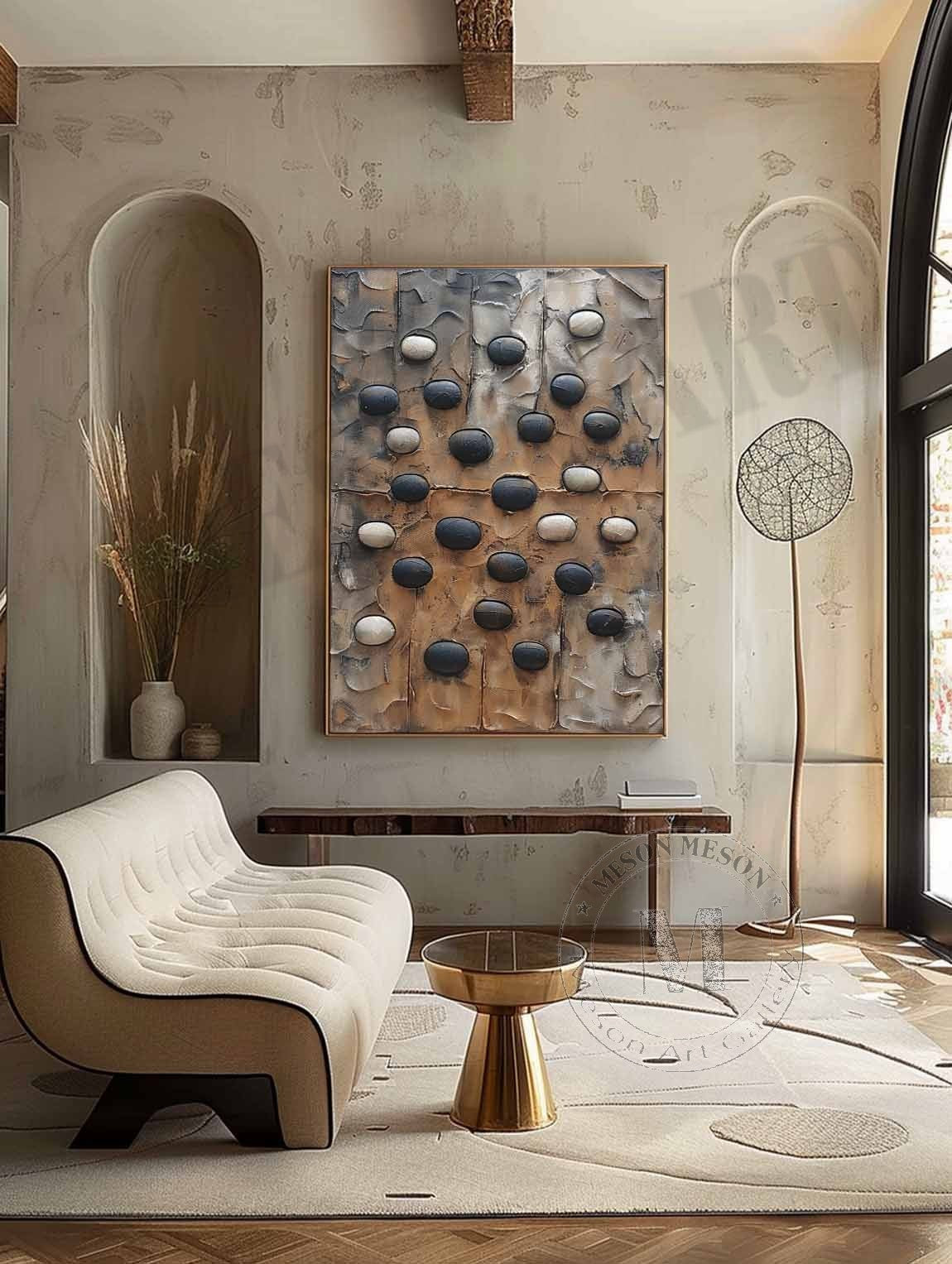 Large 3D Wabi Sabi Abstract Art Black and White Abstract Art for Sale Black and White Canvas Wall Art