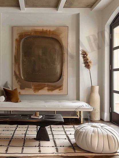 3D Wabi Sabi Wall Art Decor Brown Minimalist Abstract Art Canvas For Sale Brown Texture Painting