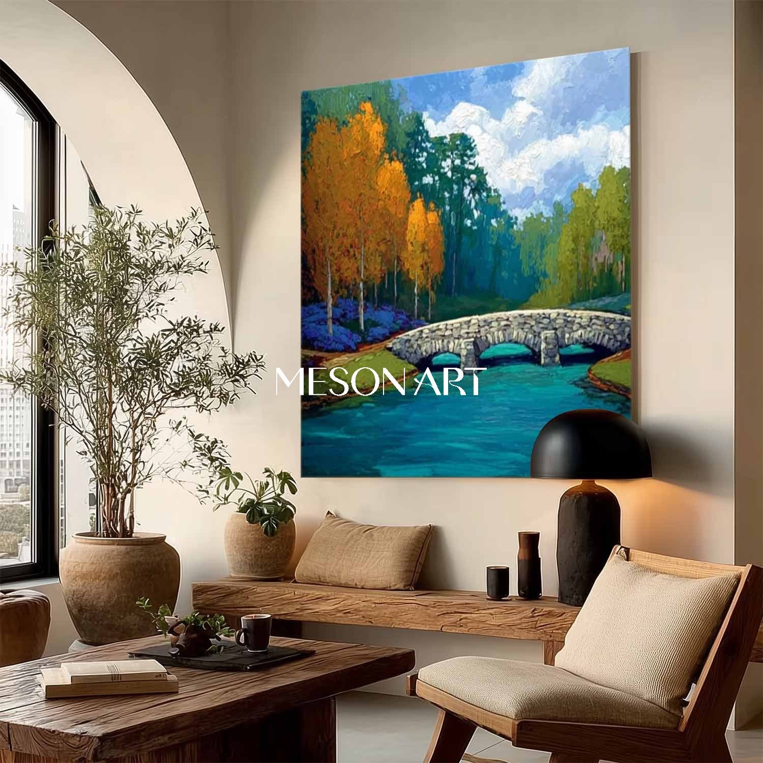 Colorful Landscape Canvas Handmade Wall Art Txtured Painting Entrywall