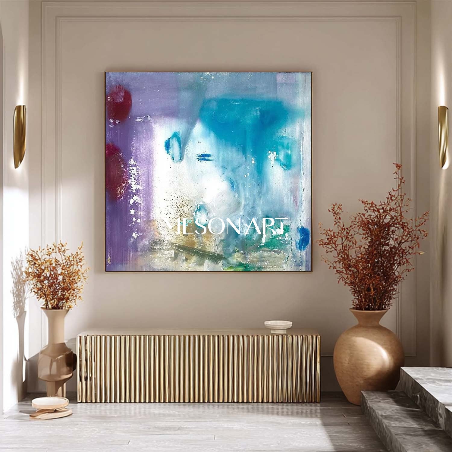 Modern Light Blue Abstract Paintings Light Blue Abstract Art for Sale