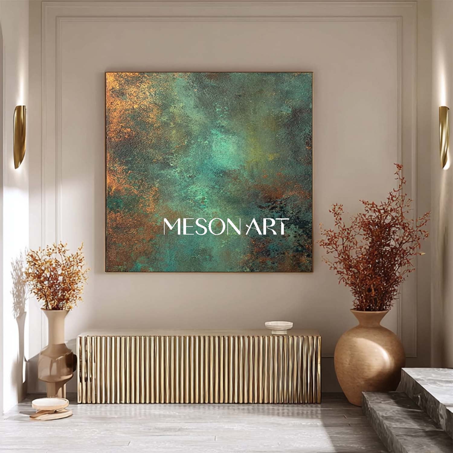 Bronze Abstract Canvas Art for Sale Large Bronze Staircase Wall Decor