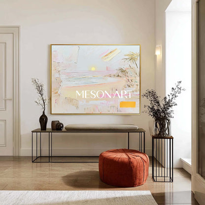 Large Abstract Modern Coastal Wall Art – Pastel Beach Sunset Wall Art
