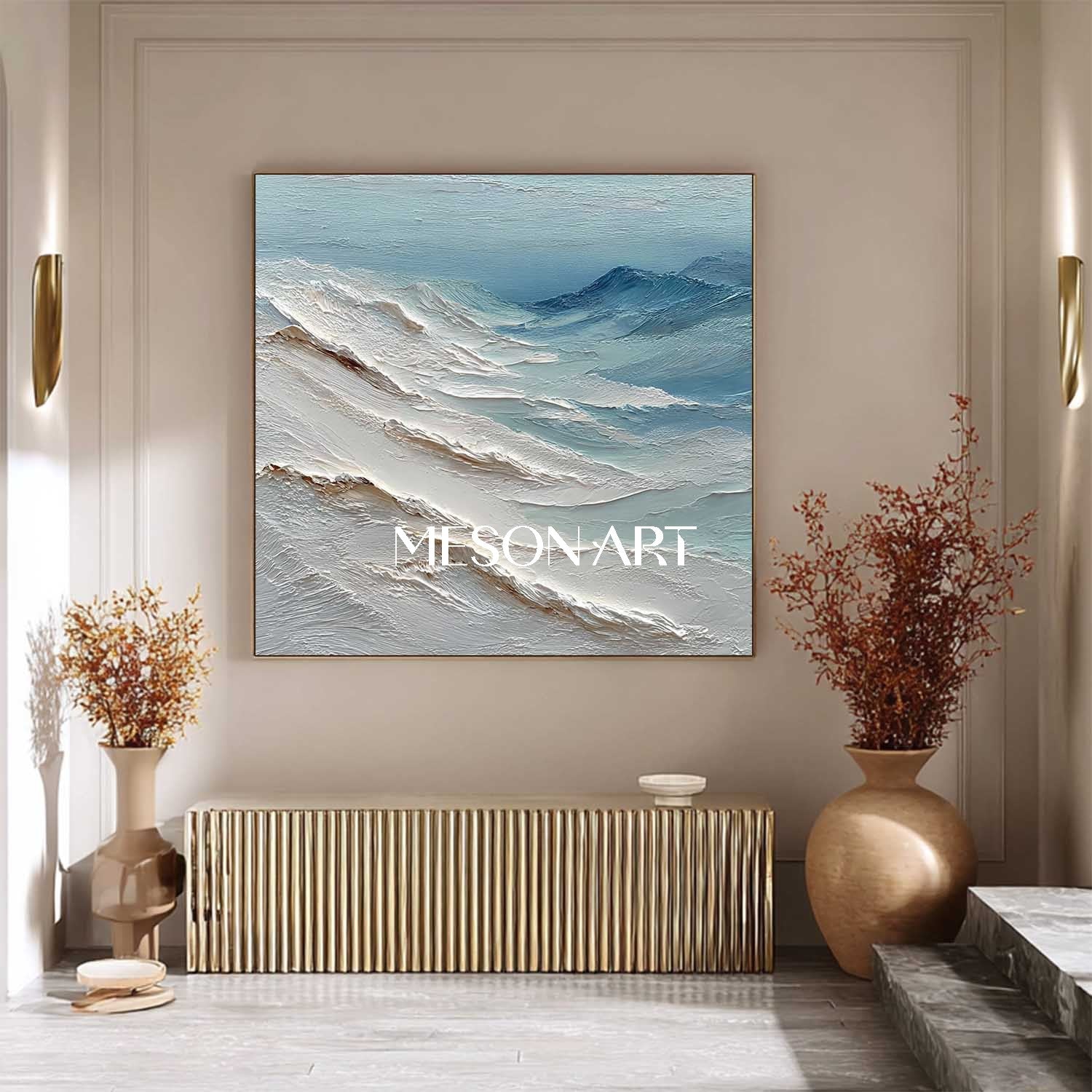 3D Large Entryway Abstract Snow Mountain Canvas Wall Art for Sale