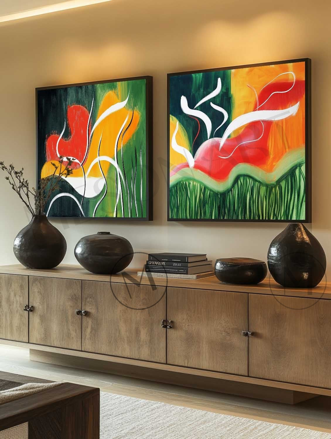 Large Modern Colorful Abstract Line Canvas Painting Abstract Minimalist Line Wall Art
