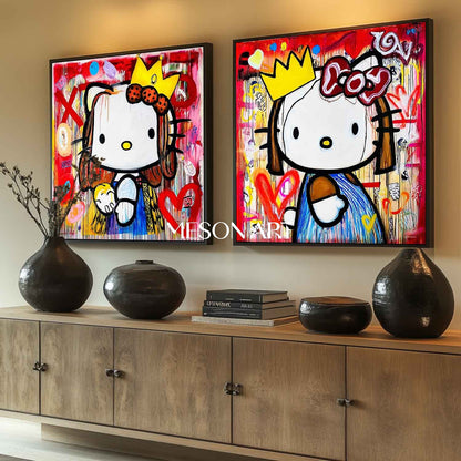 Original Street Graffiti Style 2 Piece Canvas Set For Bedroom Pop Art