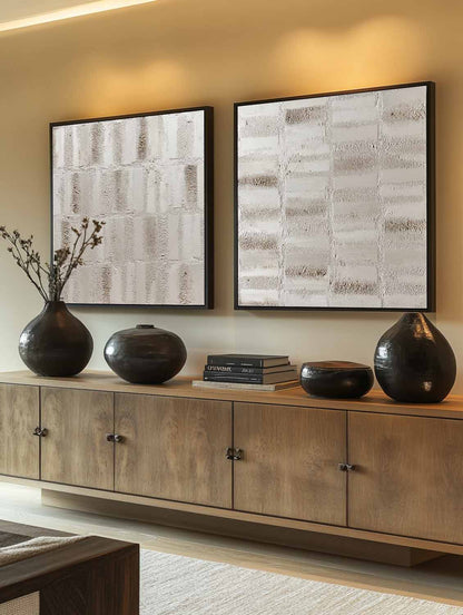 Large Light Grey Abstract Canvas Art Set of 2 Light Grey Texture Painting Light Grey Wall Art Decor