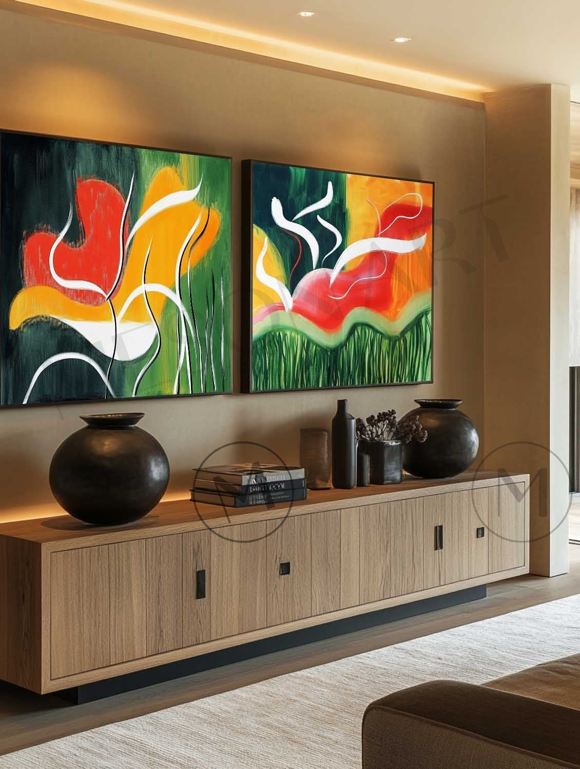 Large Modern Colorful Abstract Line Canvas Painting Abstract Minimalist Line Wall Art