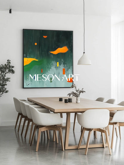 Large Modern Green Abstract Art for Sale Green Minimalist Textured Canvas Wall Art