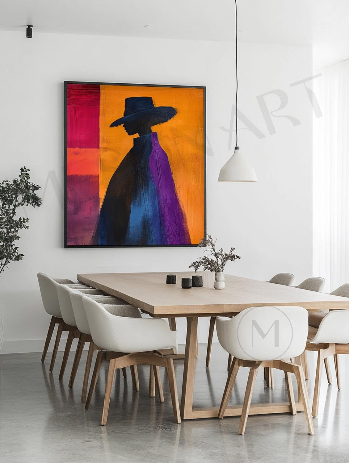 Large Colorful Abstract Cape Woman Canvas Art Contemporary palette abstract cape girl wall art decor