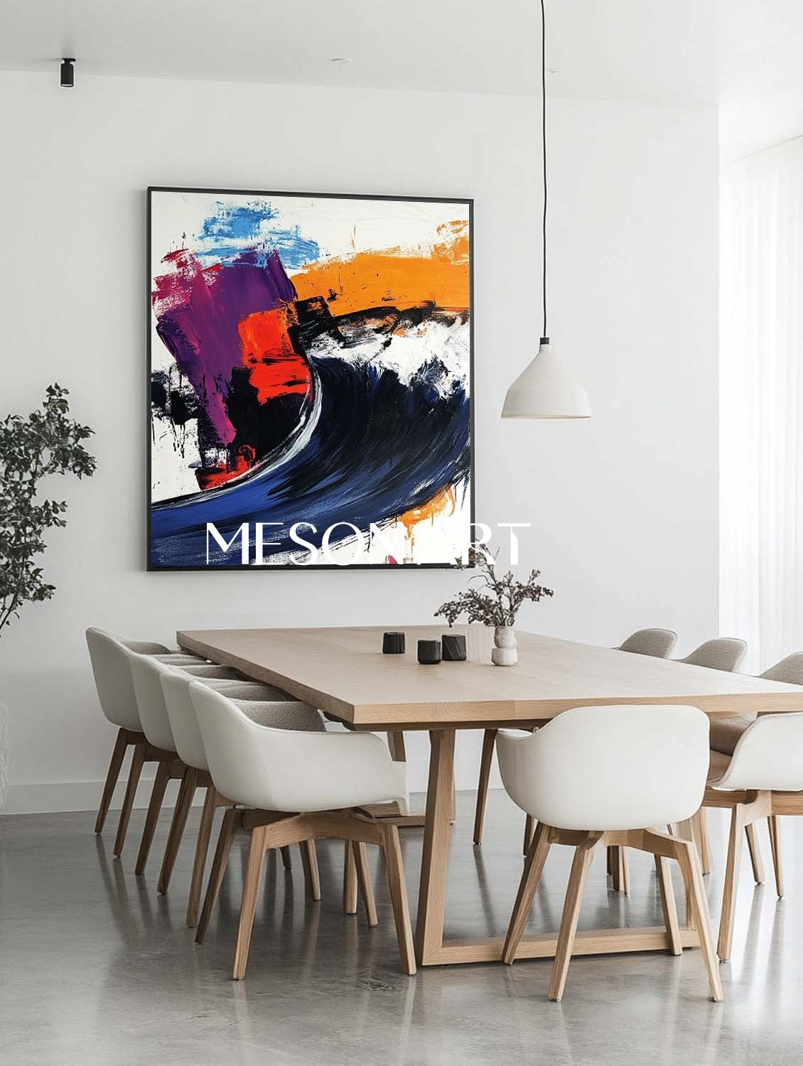 Large Blue and White Abstract Sea Art for Sale Blue and White Graffiti Canvas Wall Art Decor