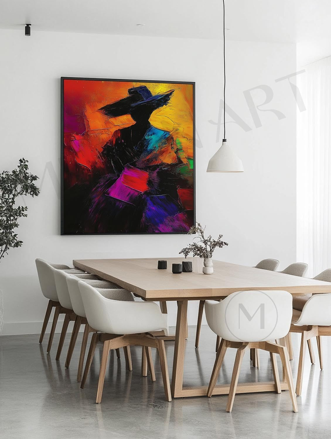 Contemporary woman wearing hat abstract canvas art Palette abstract girl wearing hat wall art