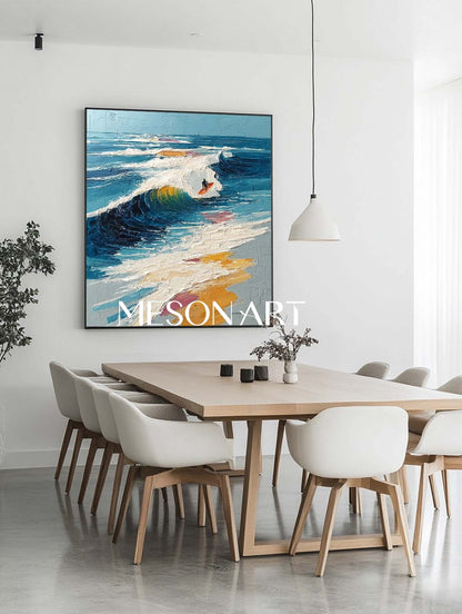 Large 3D Surfing Lover Textured Wall Art Surfing Lover Abstract Textured Canvas Painting for Sale