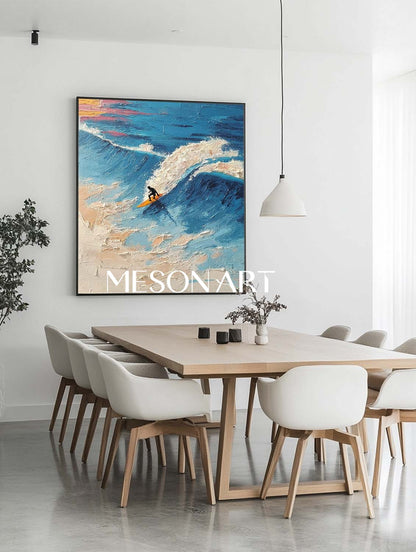 Large 3D Professional Surfer Wall Art Professional Surfer Abstract Textured Canvas Painting
