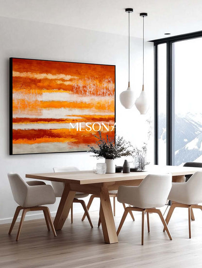 Autumn Abstract Painting Large Textured Canvas with Fall Colors
