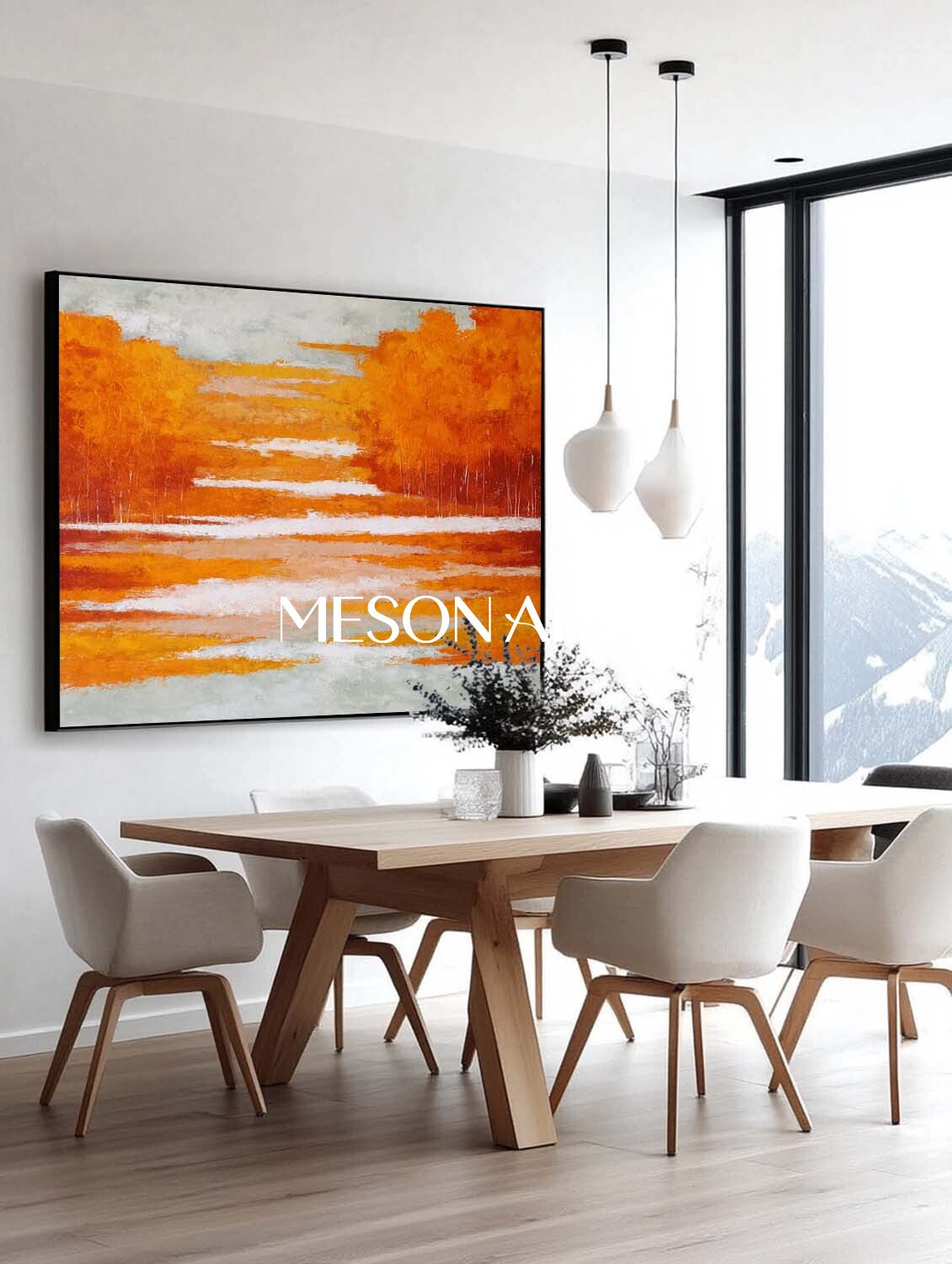 Fall Wall Art Abstract Orange Autumn Colors Canvas for Living Room