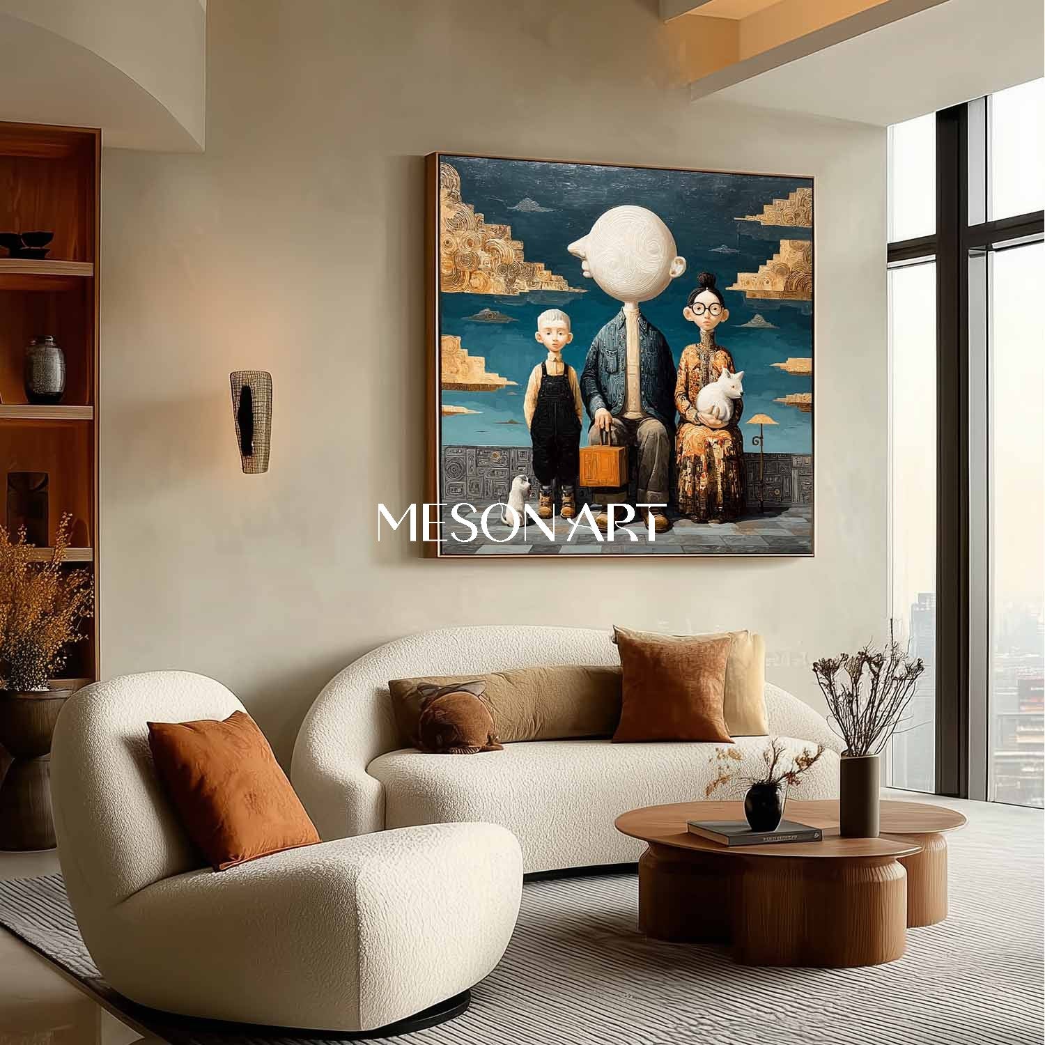 Blue Sky Surrealist Contemporary Acrylic Painting Office Wall Art On Sale