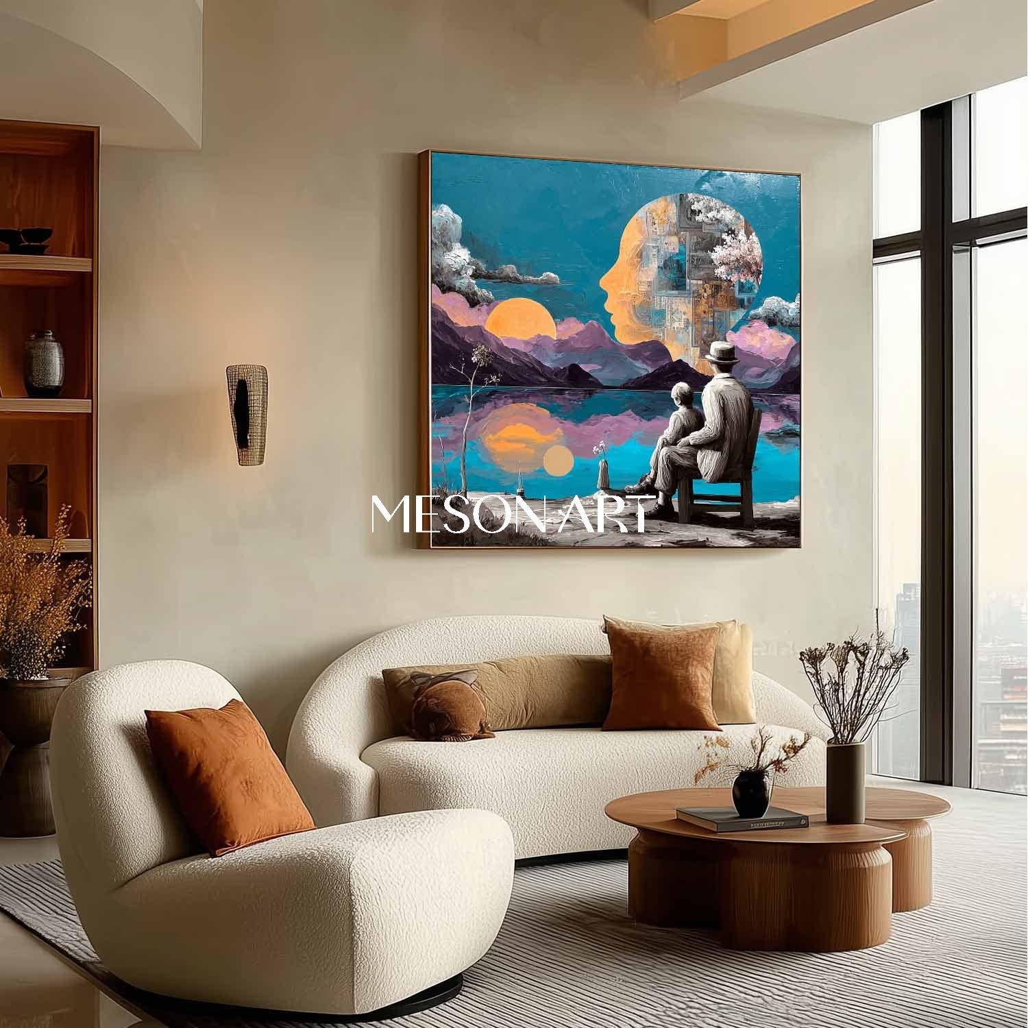 Mindscapes of Time Surrealist Art Textured Framed Canvas Wall Decor
