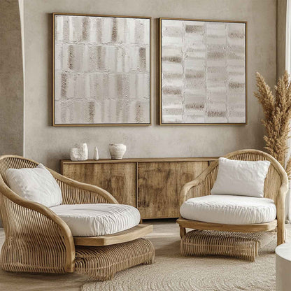 Large Light Grey Abstract Canvas Art Set of 2 Light Grey Texture Painting Light Grey Wall Art Decor