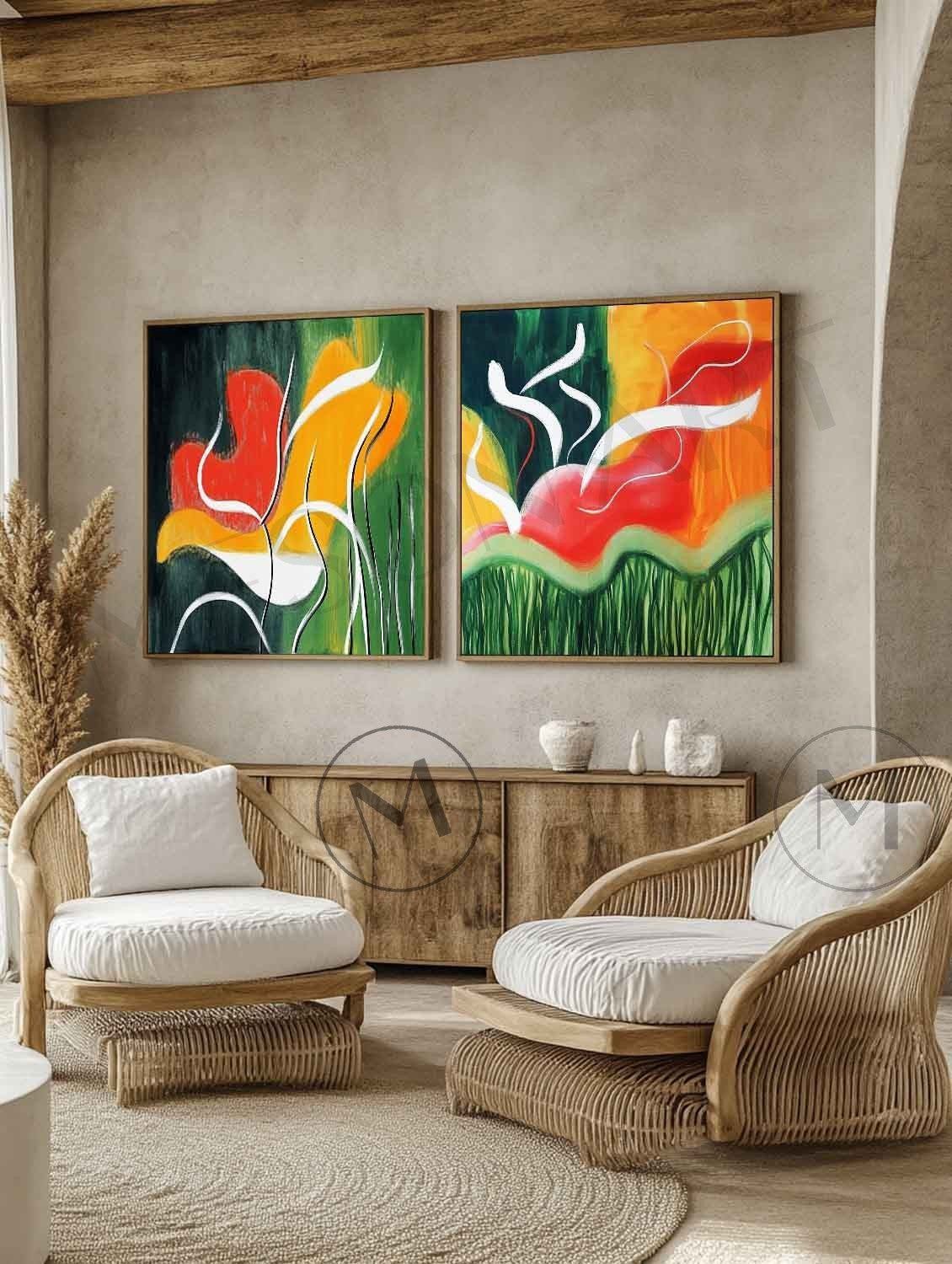 Large Modern Colorful Abstract Line Canvas Painting Abstract Minimalist Line Wall Art