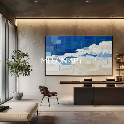 Buy Framed Abstract For Office Hand Painted 3D Home Decor Tech Inspired Textured Painting