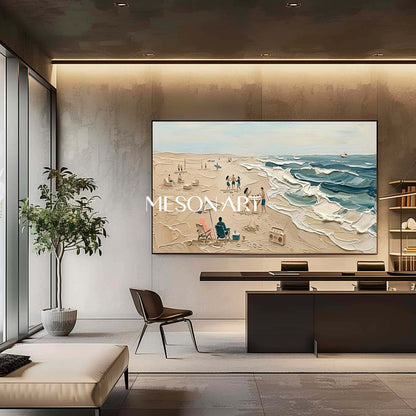 Beach Waves Impasto Painting Buy Modern 3D Landscape Art Shop Online