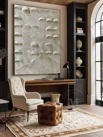 3D Beige Plaster Texture Canvas Art for Sale Beige Plaster Minimalist Abstract Canvas Wall Painting