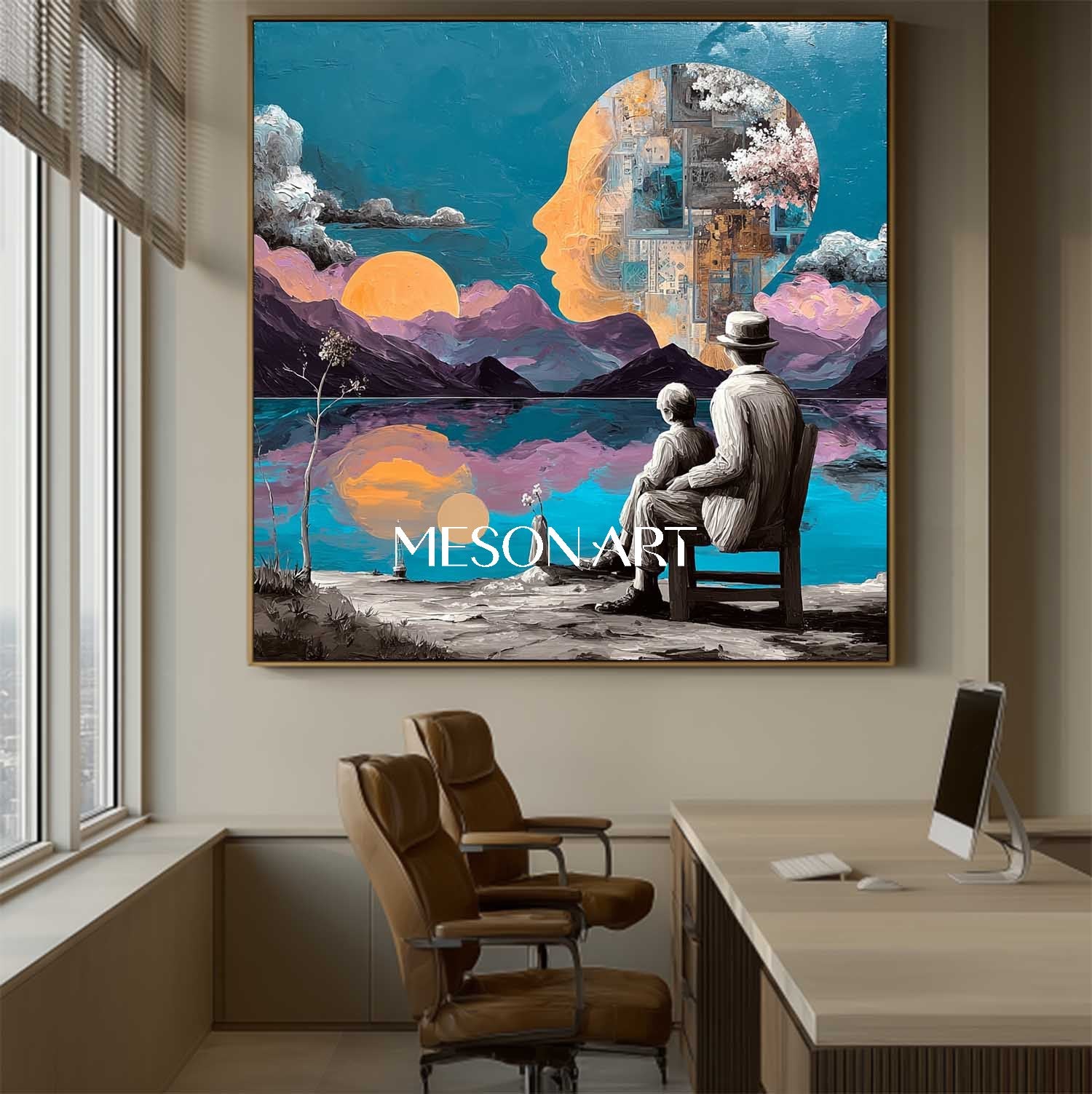 Mindscapes of Time Surrealist Art Textured Framed Canvas Wall Decor