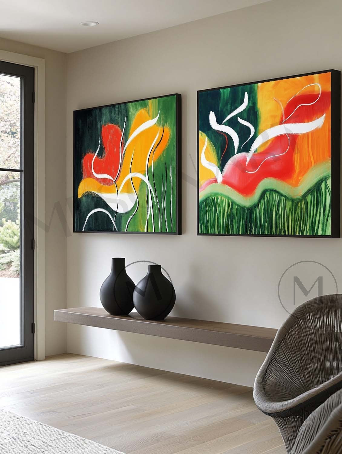 Large Modern Colorful Abstract Line Canvas Painting Abstract Minimalist Line Wall Art