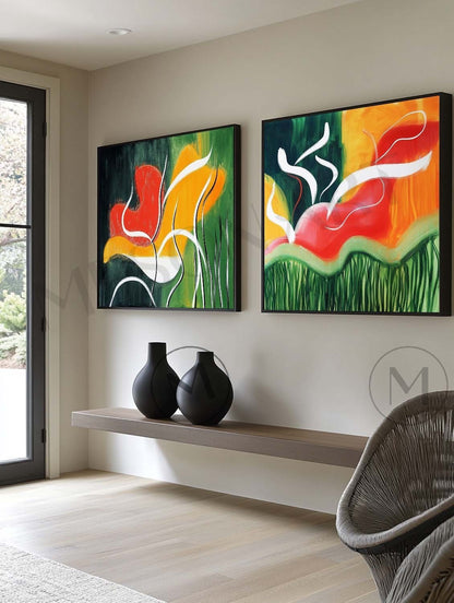 Large Modern Colorful Abstract Line Canvas Painting Abstract Minimalist Line Wall Art