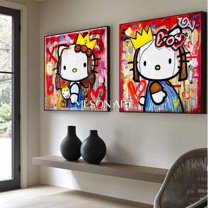 Original Street Graffiti Style 2 Piece Canvas Set For Bedroom Pop Art