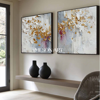 Buy Textured Diptych Abstract Wall Art Gold Oil Paintings Living Room