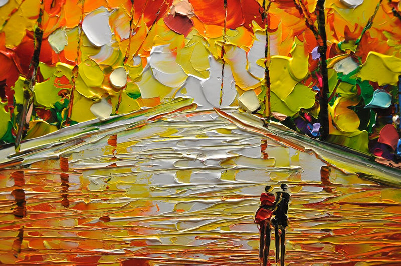 Large Colorful Street Oil Painting Street Painting On Canvas Palette Knife Texture Wall Art Knife Painting