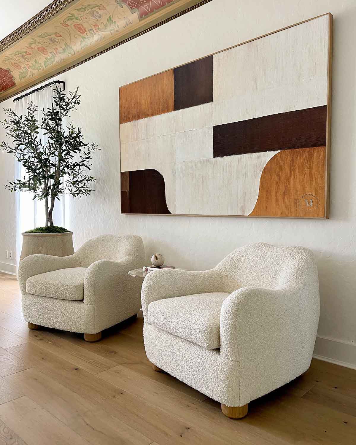 Large Beige And Brown Abstract Art Canvas Beige Minimalist Wall Art Decoration Painting