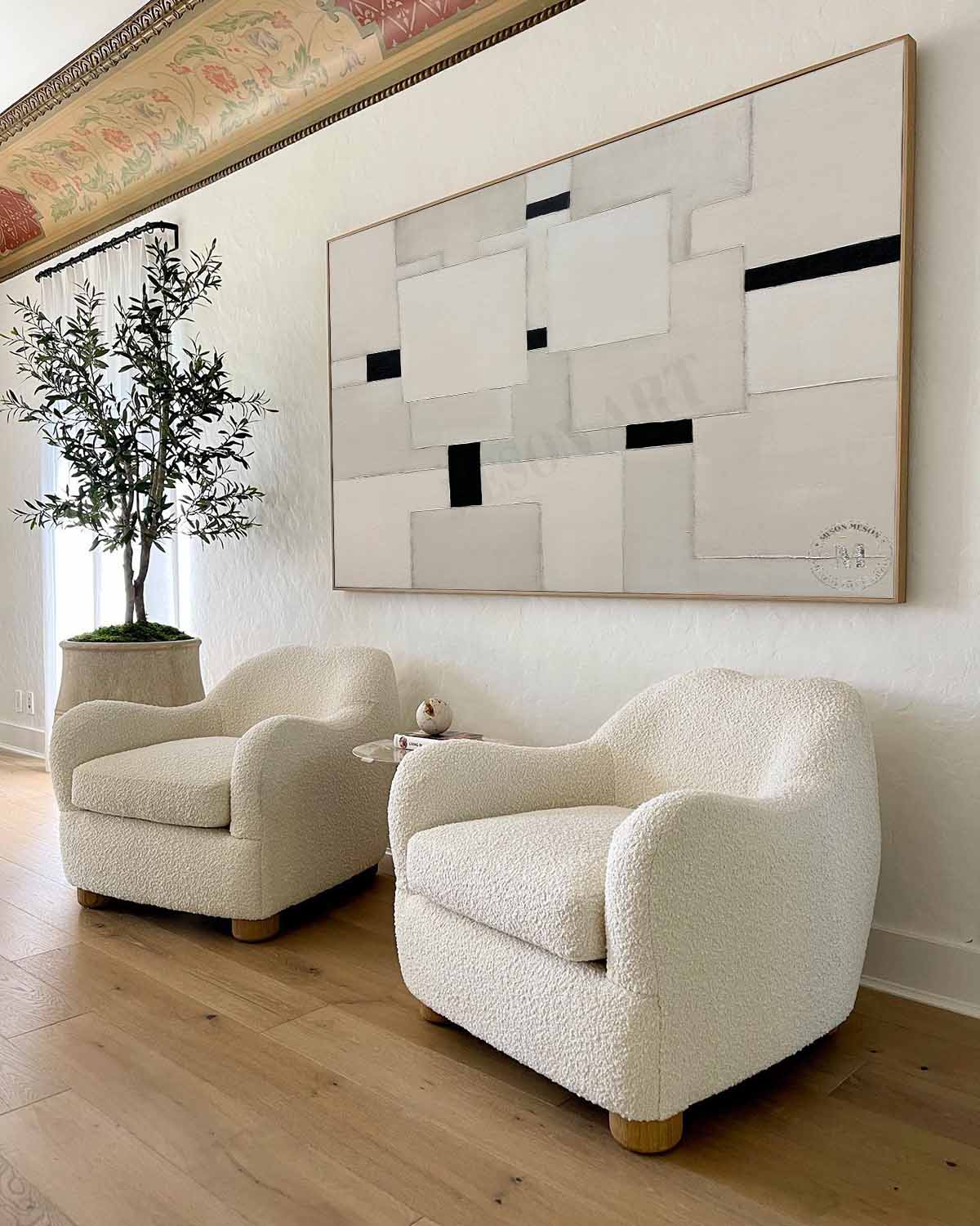 Large Beige Abstract Textured Canvas Painting for Sale Beige Minimalist Abstract Art Wall Decor