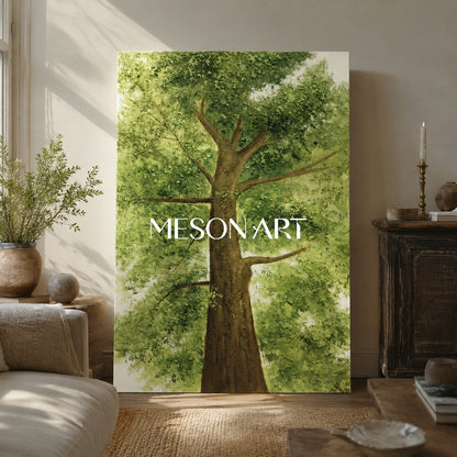 Big Green Tree Art on Canvas Green Textured Big Tree Canvas Painting Green Big Tree Wall Art
