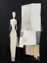 Abstract Lady Minimalist Wall Art Abstract Woman Canvas Art Black and Beige Abstract Woman Oil Painting Figure Texture Abstract Art Canvas