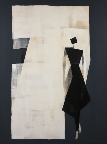 Black And Beige Minimalist Oil Painting Black And Beige Minimalist Wall Art Black And Beige Abstract People At Beige Abstract Art On Canvas
