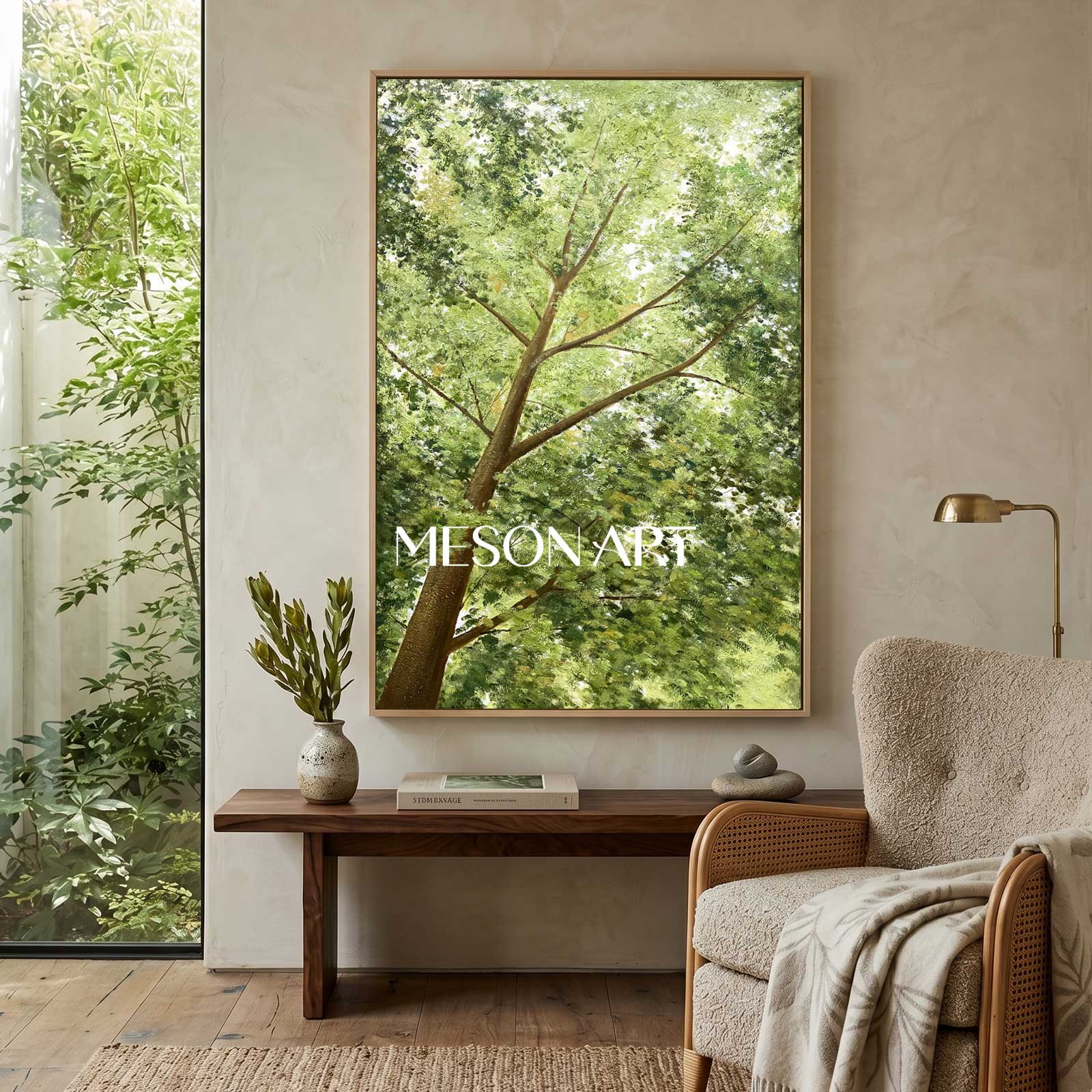 Big Green Textured Tree Painting Green Tree Textured Canvas Wall Art 3D Green Tree Acrylic Painting