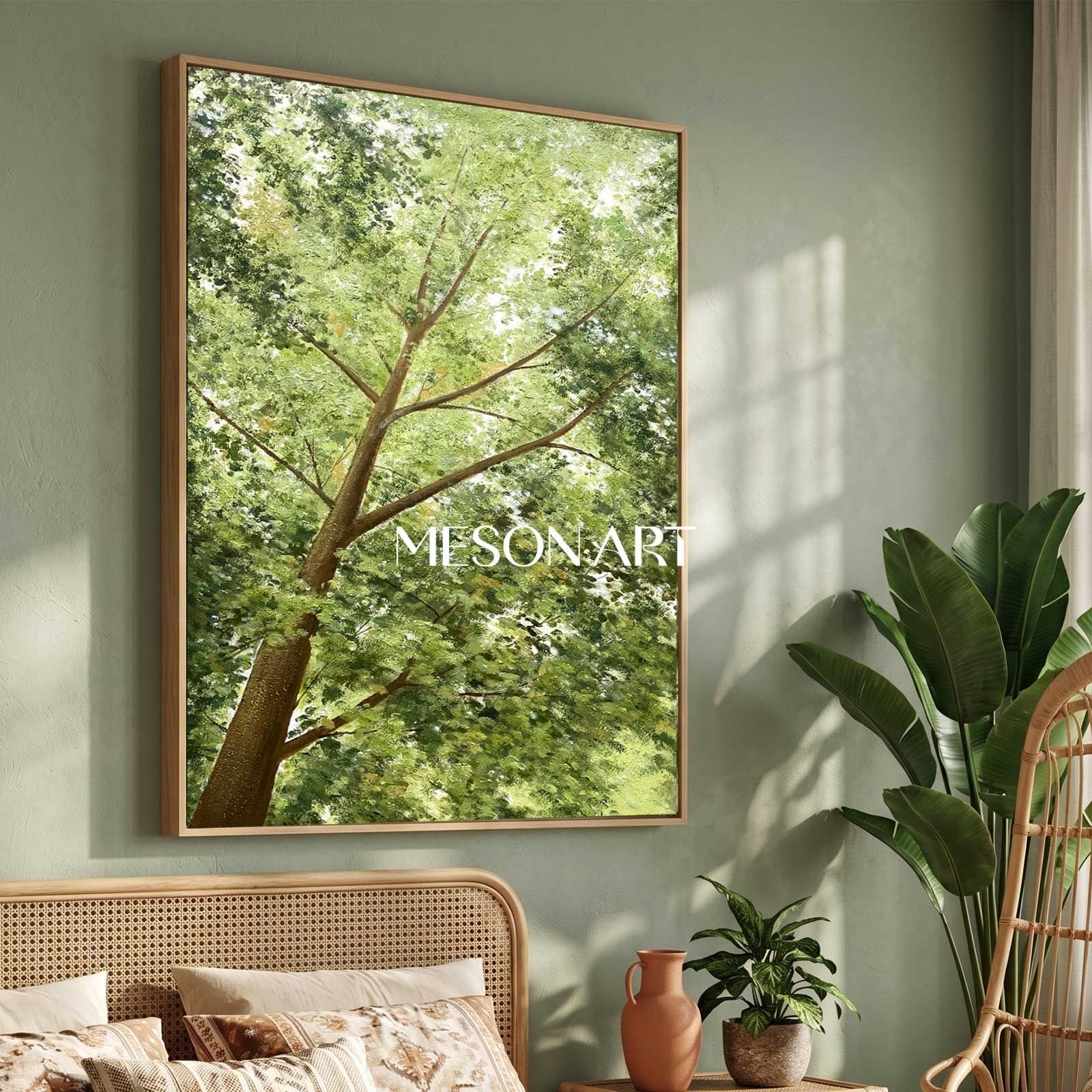 Big Green Textured Tree Painting Green Tree Textured Canvas Wall Art 3D Green Tree Acrylic Painting