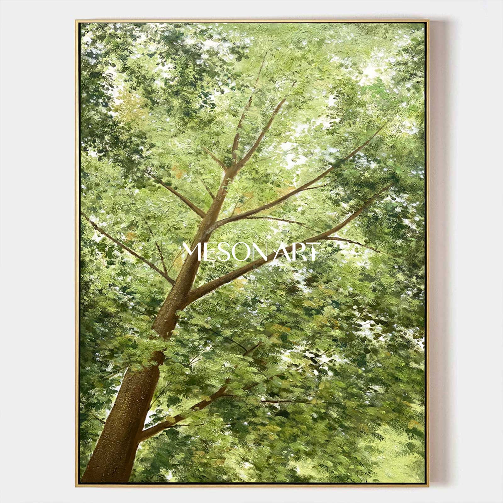 Big Green Textured Tree Painting Green Tree Textured Canvas Wall Art 3D Green Tree Acrylic Painting