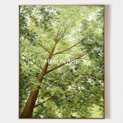 Big Green Textured Tree Painting Green Tree Textured Canvas Wall Art 3D Green Tree Acrylic Painting