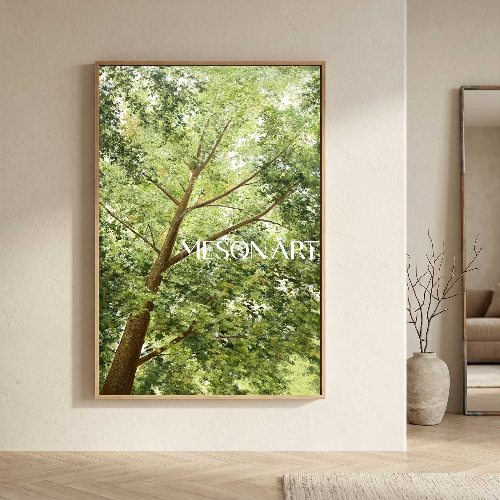 Big Green Textured Tree Painting Green Tree Textured Canvas Wall Art 3D Green Tree Acrylic Painting