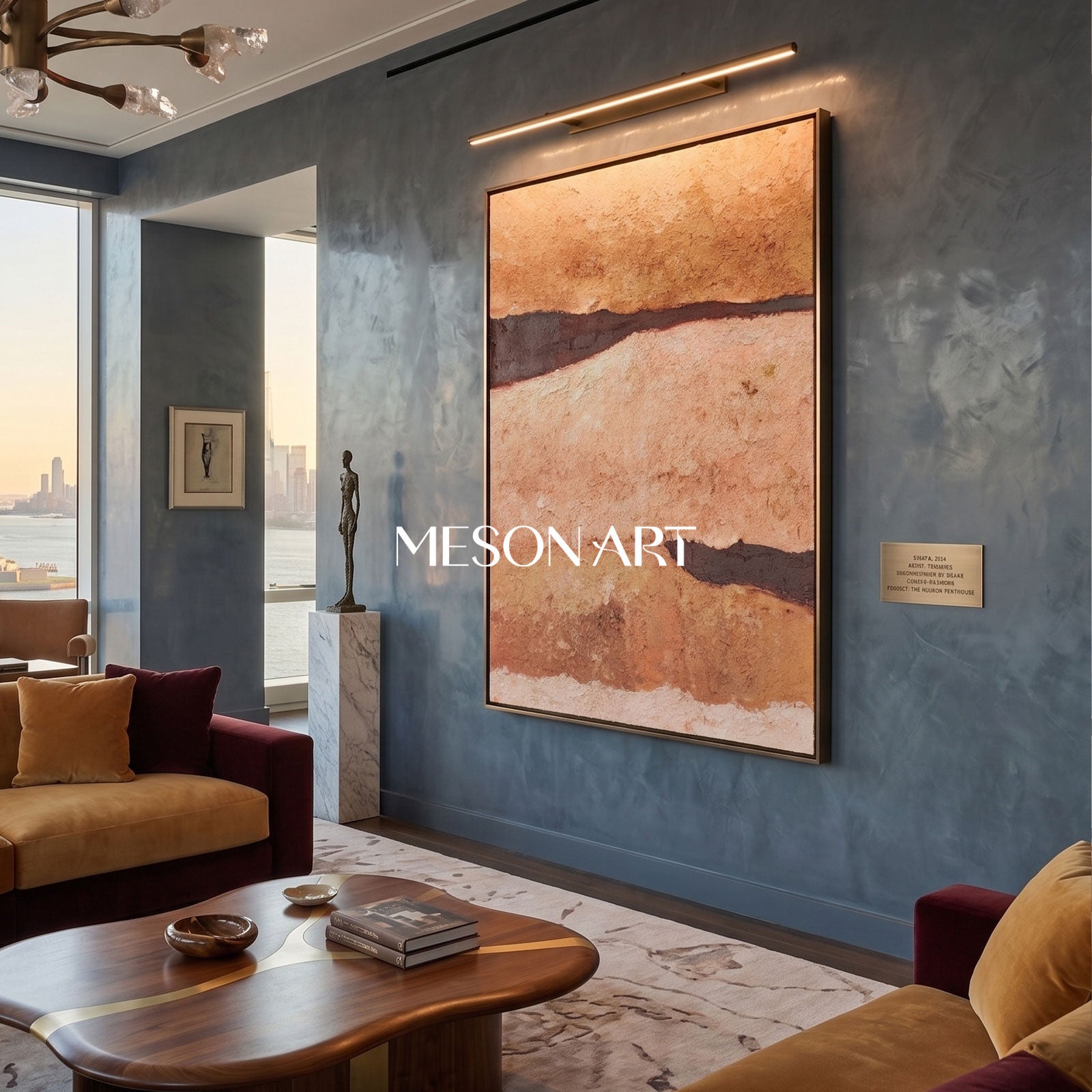 Large Brown 3D Minimalist abstract Art Brown 3D Texture Painting Wabi-Sabi Wall Art 3D Plaster Art